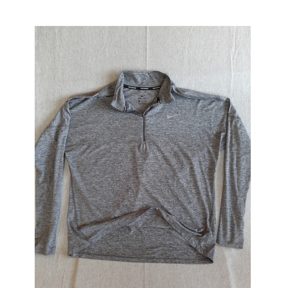 Nike Running Dri-Fit Men's XL 1/4 Zip Stretch Replicator Thumbholes Sweater Gray